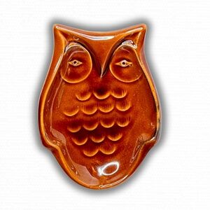 Vintage Ceramic Owl Catchall Small Earthy Brown Jewelry Holder Soap Dish